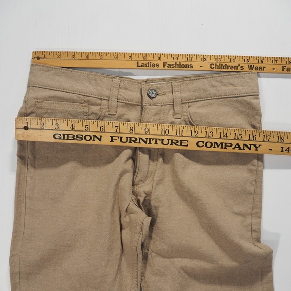 Gustin Jeans Mens 32 Tan Brown Japan Linen Chambray Five Pocket Button Fly Slim - Picture 5 of 11